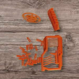 Pistola de juguete con multiples balas, cargador y blancos